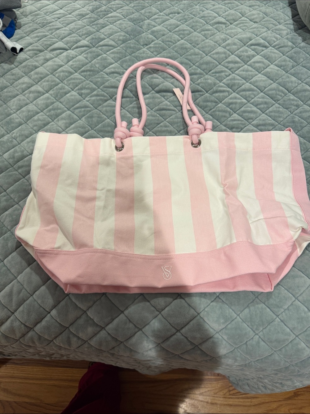 NWT Victoria Secret heritage stripe rope tote - Picture 2 of 6